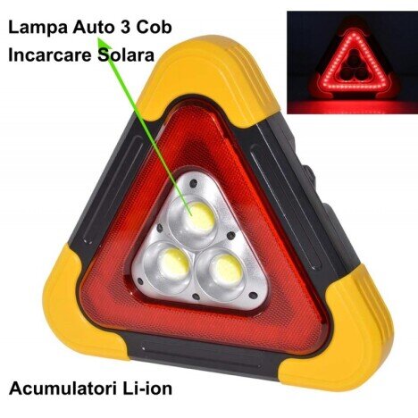 TRIUNGHI AUTO 3 X LED COB + 42 FLASH